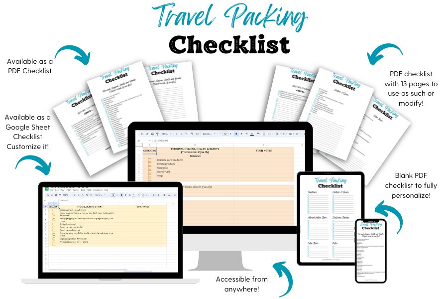 Get our travel packing checklist and never forget things again!